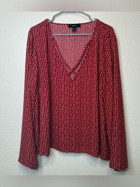 Forever 21+ Burgundy Crisscross V-Neck Lone Sleeve Blouse Size 3X Boho Flowy